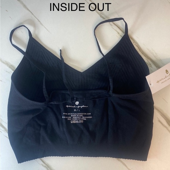Spiritual Gangster Brami Seamless Row Ribbed Active Brami NWT SZ M/L in Black - Picture 7 of 9